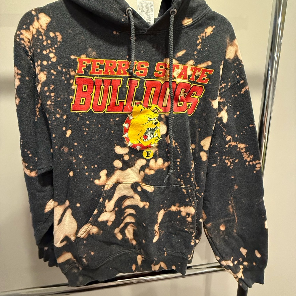 Jerzees Nublend Charcoal and Red Graphic Hoodie up cycled size medium